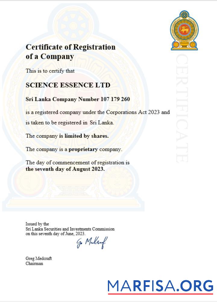 Printable Sri Lanka business registration certificate Word and PDF template